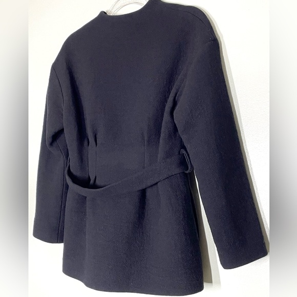 Maje Black open front Brazer Jacket belt tie waist Sz 2/ M - Picture 4 of 7